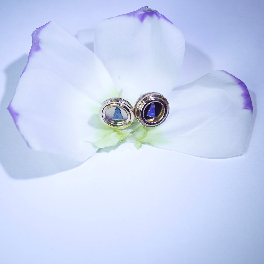 Gold Plated Sterling Silver Opal Earrings | Mined from Coober Pedy, Australia