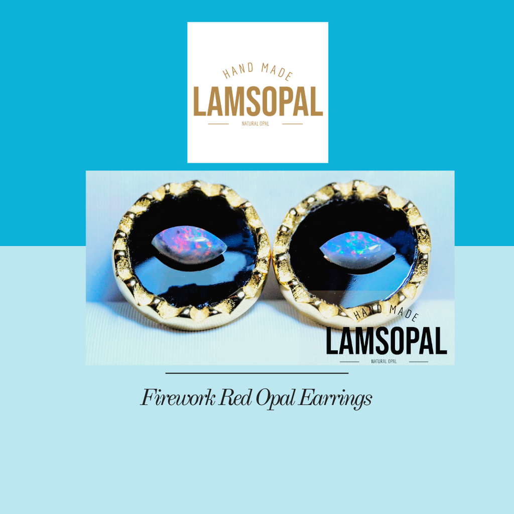 Gold Plated Sterling Silver Fire Opal Earrings: Marquise Opal mined from Coober Pedy, Australia