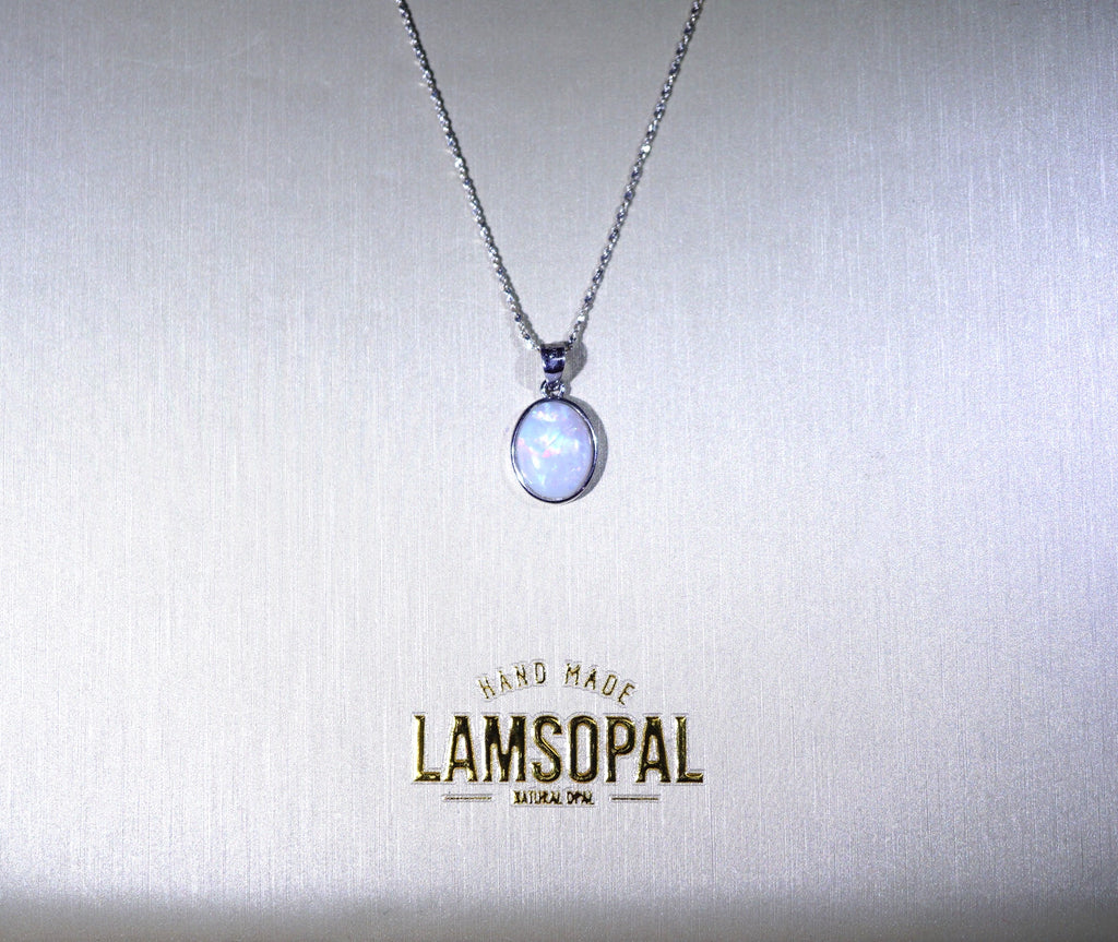 Handcrafted Australian Natural Opal Sterling Silver Pendant Necklace | Mined from Coober Pedy