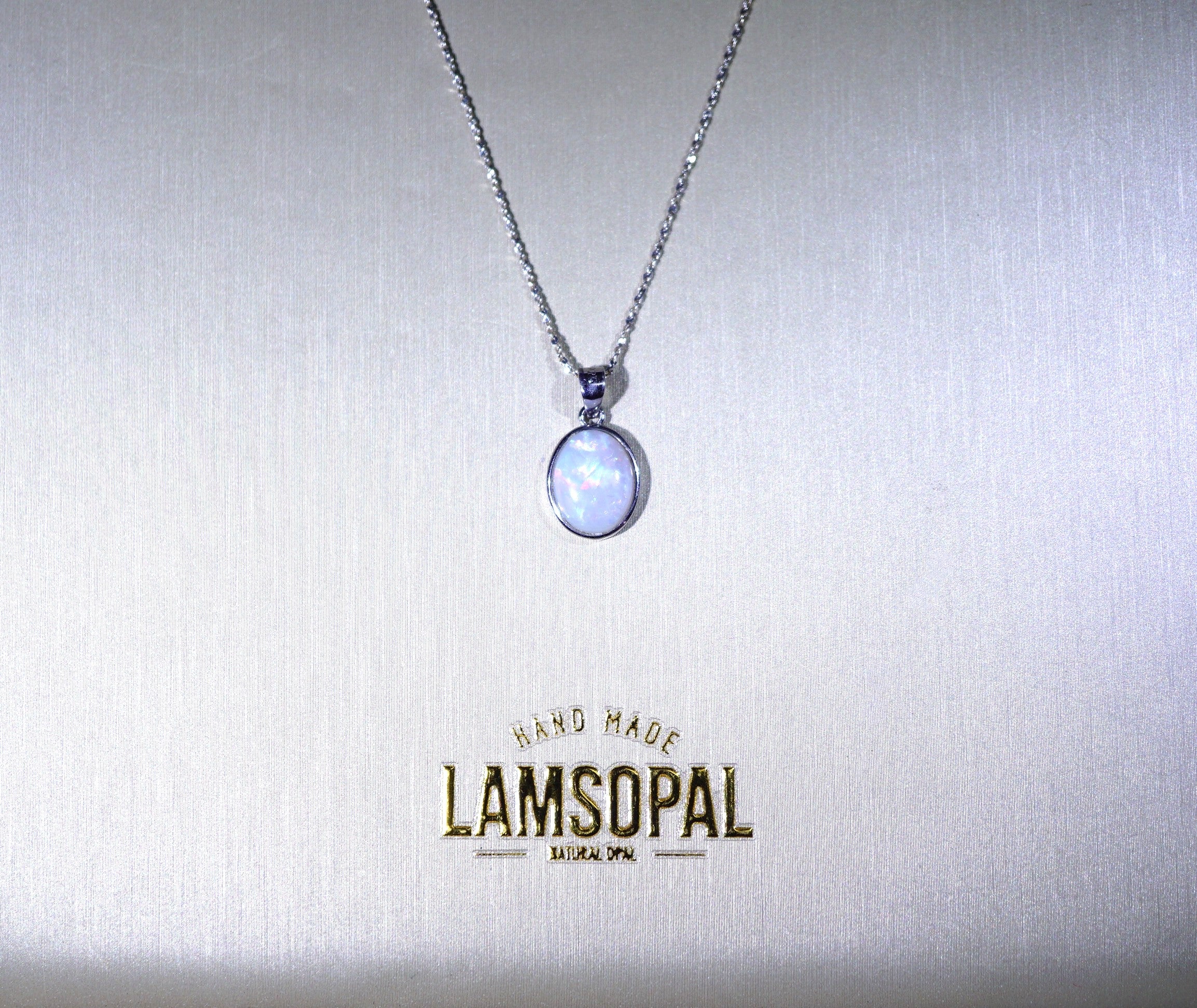 Handcrafted Australian Natural Opal Sterling Silver Pendant Necklace | Mined from Coober Pedy