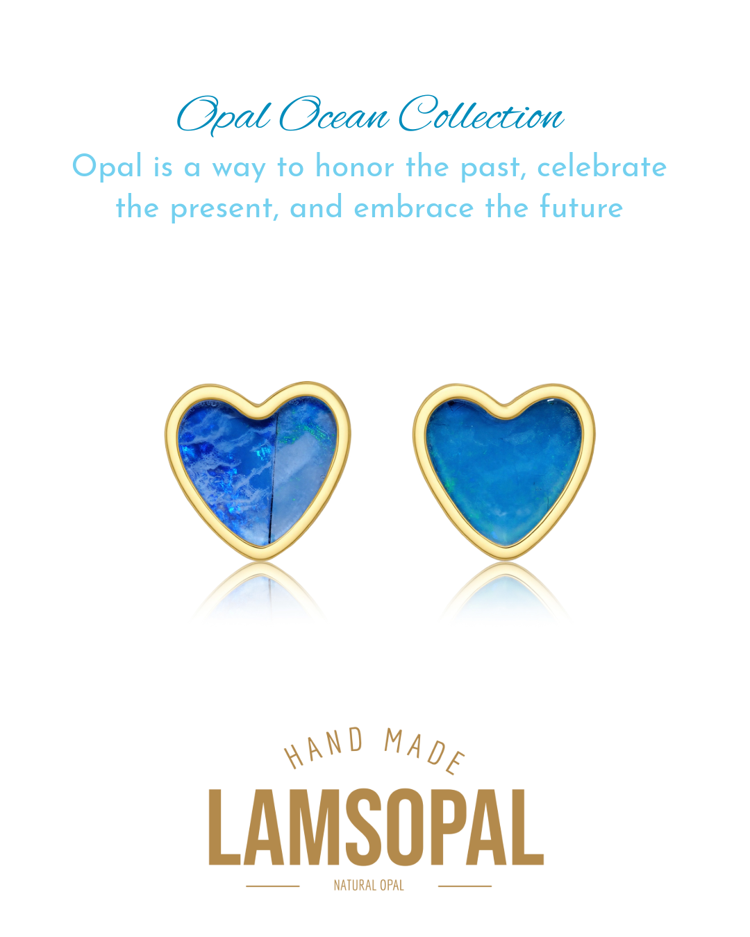Handcrafted Heart Shaped Crystal Opal Earrings, Opal Mined from Coober Pedy, Australia