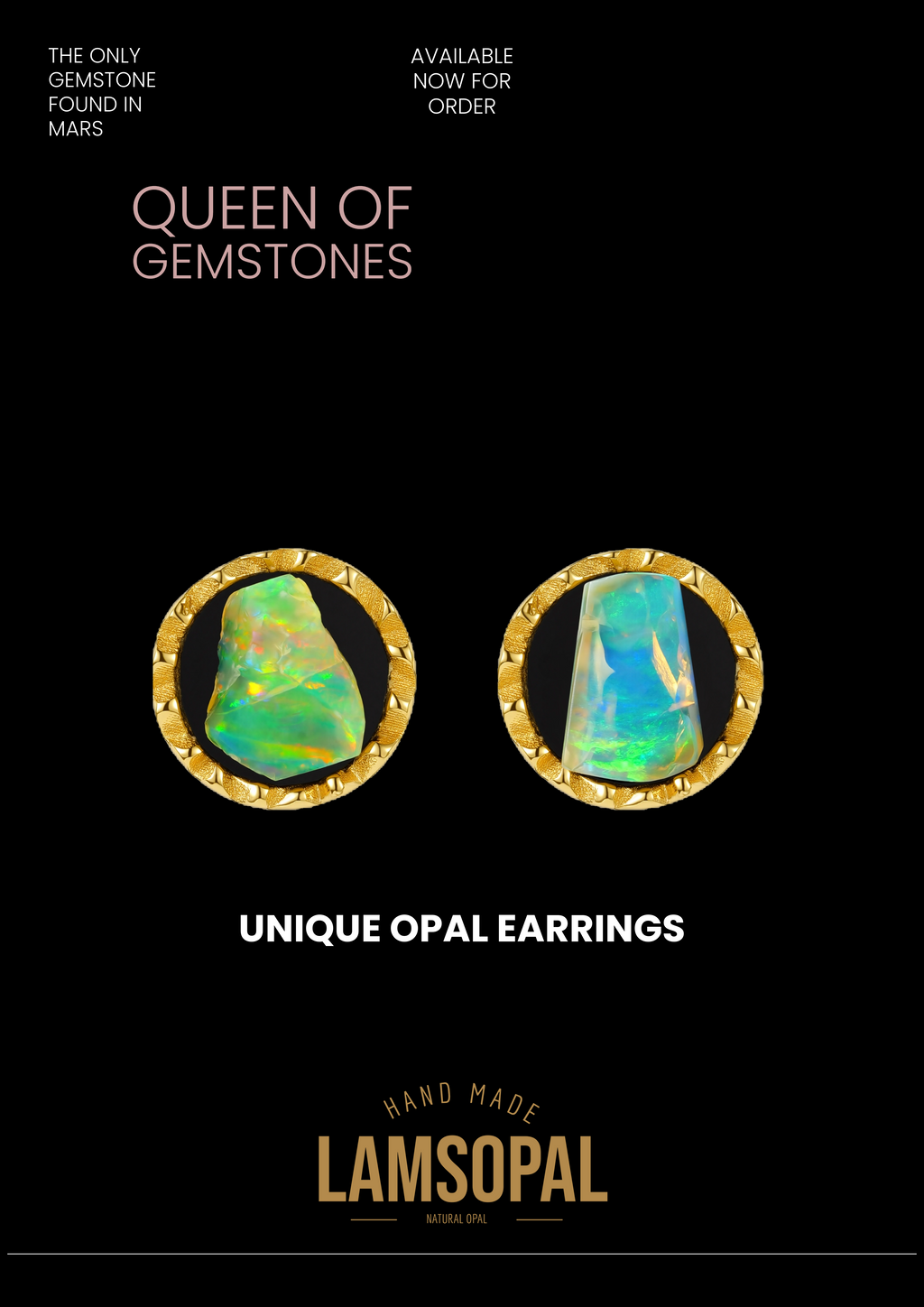 24K Gold Plated Sterling Silver Opal Earrings with Freeform Coober Pedy Opal Gemstones