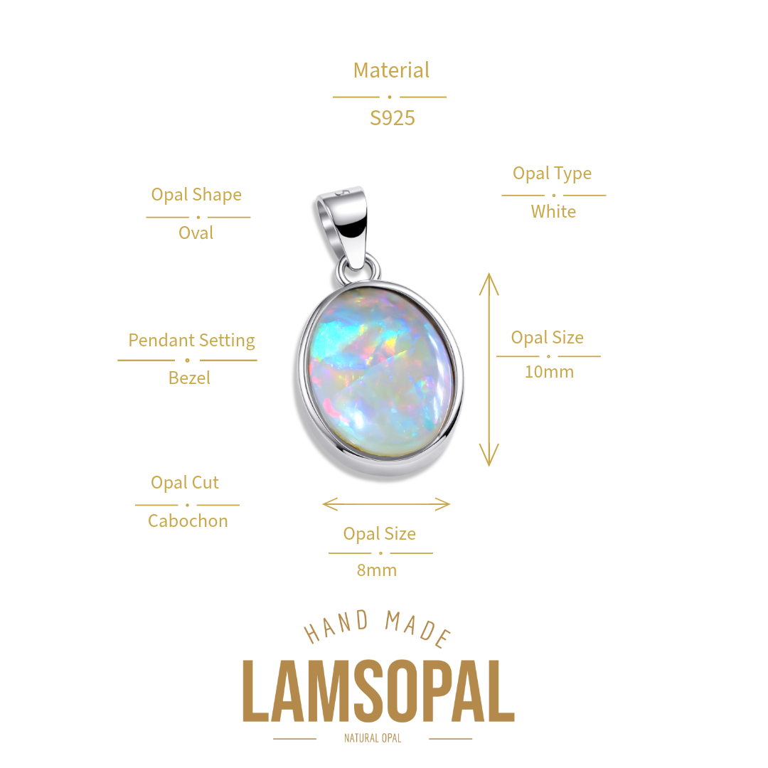 Handcrafted Australian Natural Opal Sterling Silver Pendant Necklace | Mined from Coober Pedy