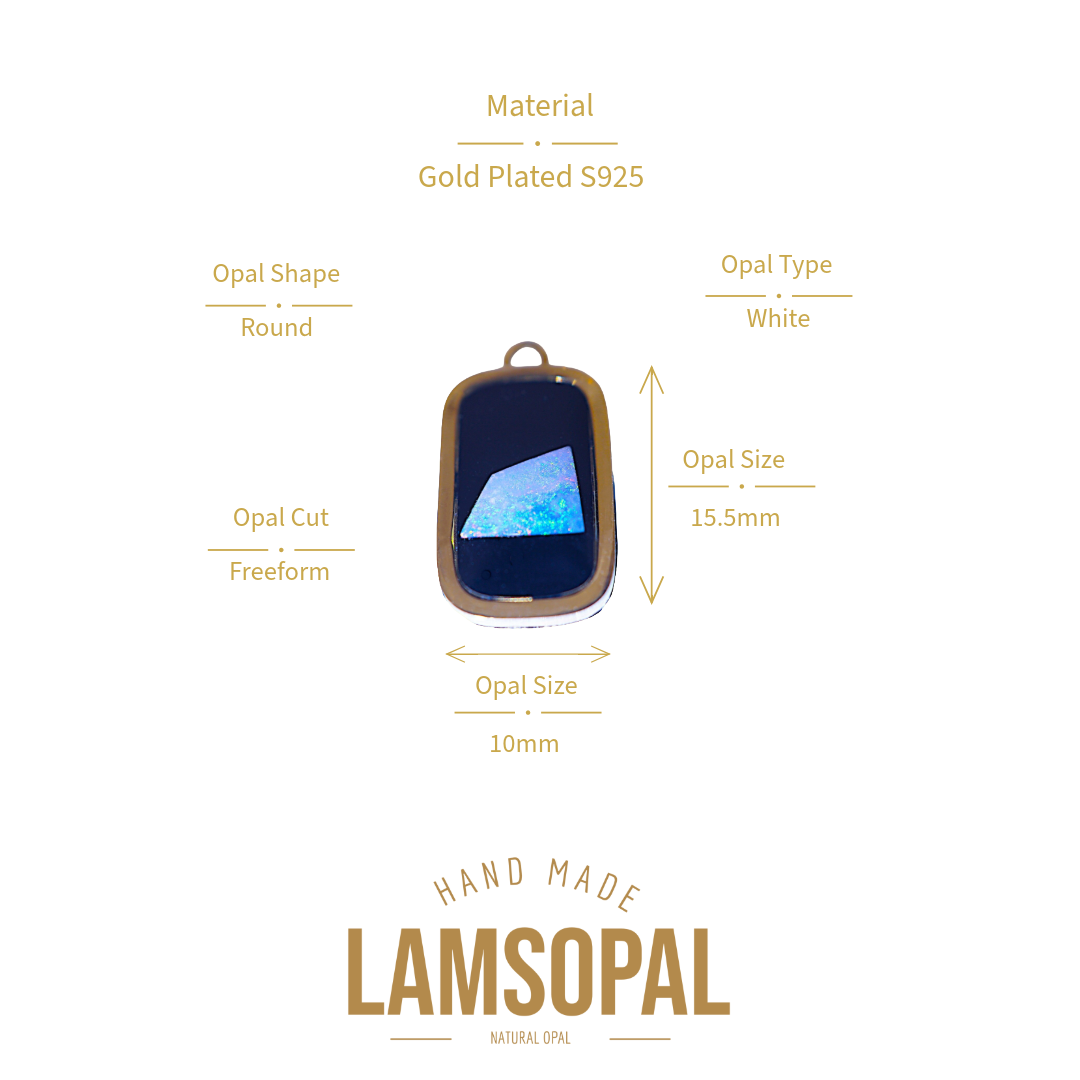 Gold Plated Opal Pendant: Freeform White Opal Gemstone