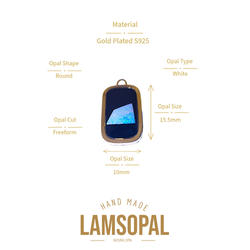 Gold Plated Opal Pendant: Freeform White Opal Gemstone