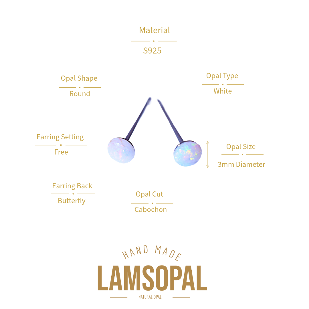 Sterling Silver Opal Earrings: White Opal Gemstones