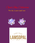 Six Prongs Gold Crystal Opal Earrings | Mined from Coober Pedy, Australia