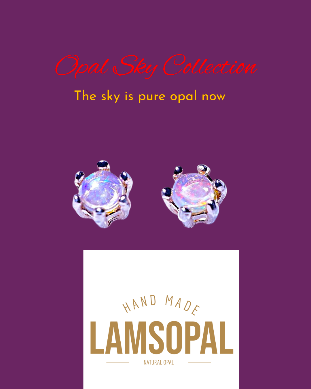 Six Prongs Gold Crystal Opal Earrings | Mined from Coober Pedy, Australia