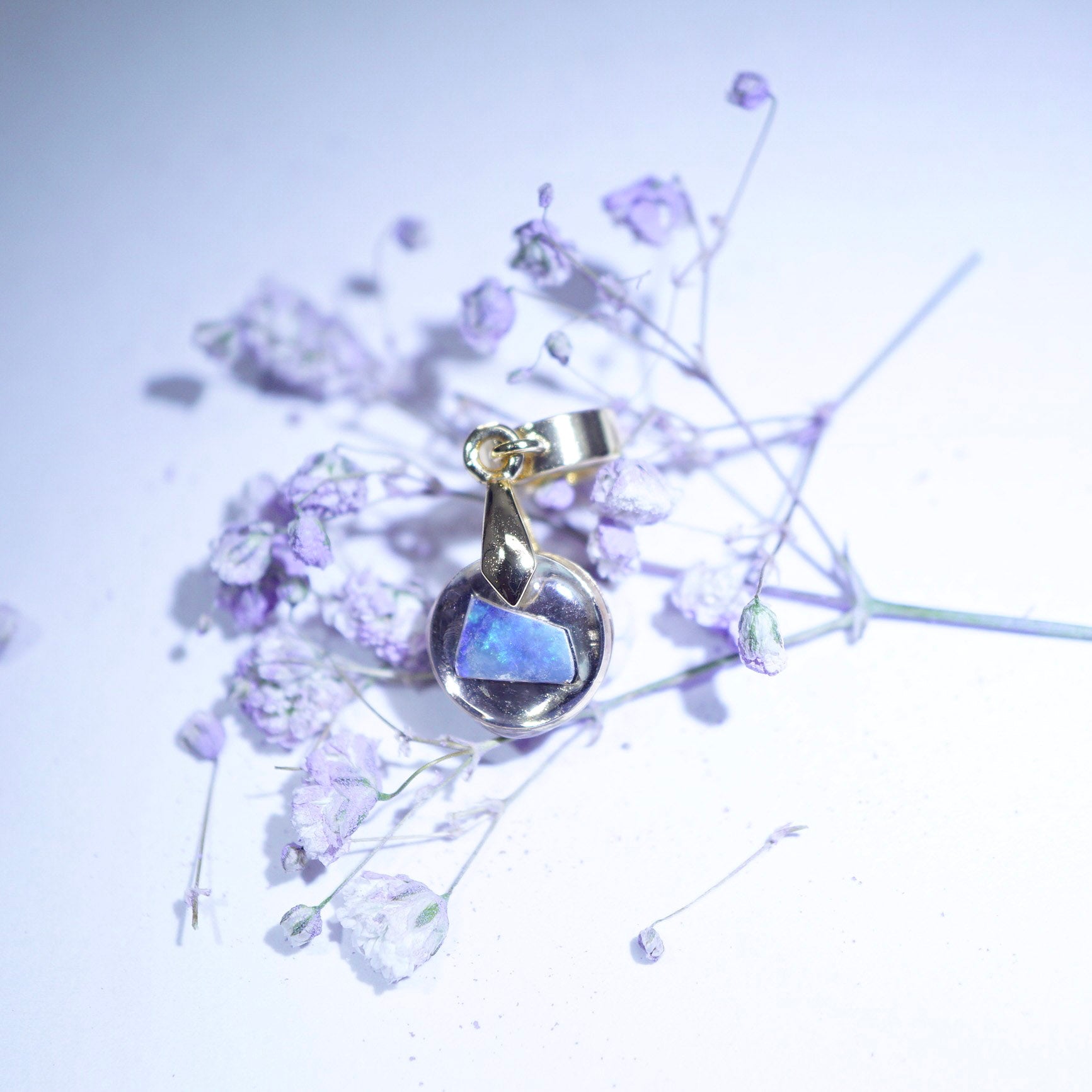 Handmade Gold Plated Crystal Opal Pendant Necklace, Mined from Coober Pedy, Australia