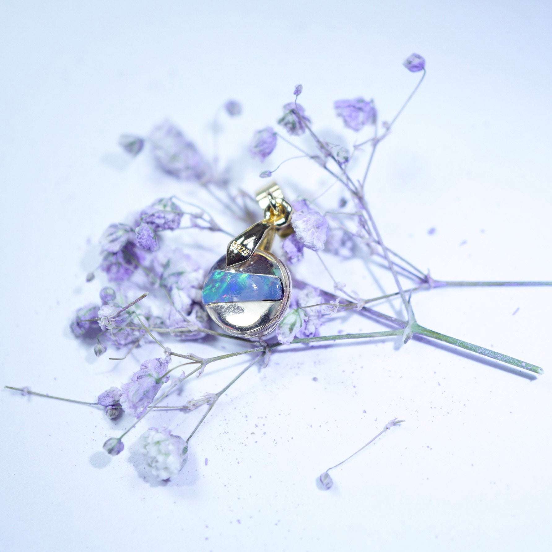 Handmade Gold Plated Crystal Opal Pendant Necklace, Mined from Coober Pedy, Australia